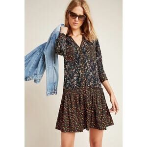 Anthropologie MAEVE marlie button front floral tunic boho dress size US 12